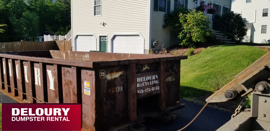 Deloury Dumpster Rental 15 yard 2 ton for house renovations in Tewksbury, MA