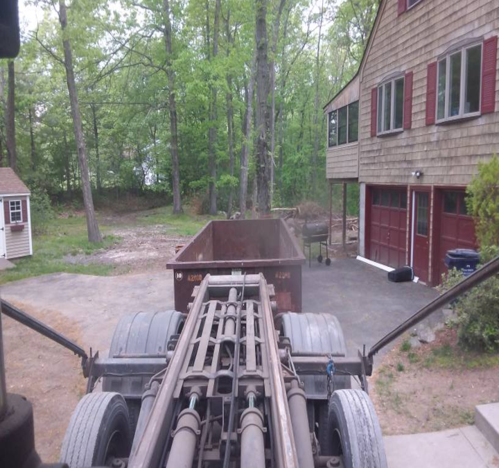 20 Yard dumpster rented to clean out a garage in Dracut MA