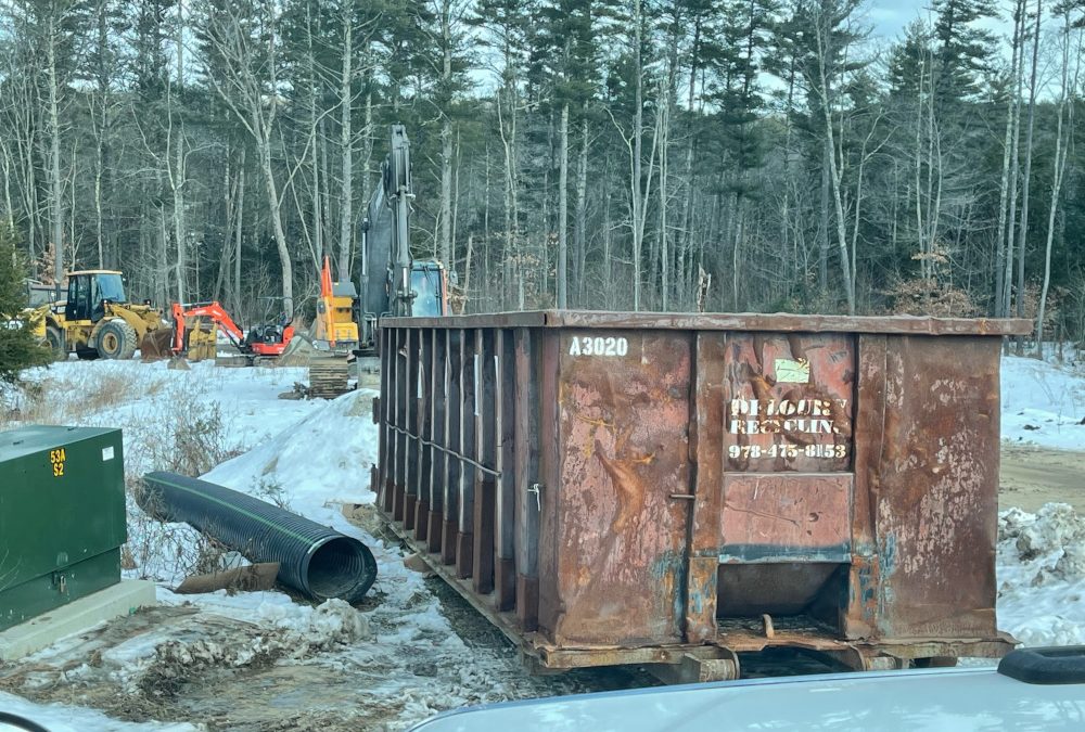 30 yard 5 ton dumpster in Auburn NH for new construction of a townhouses development.