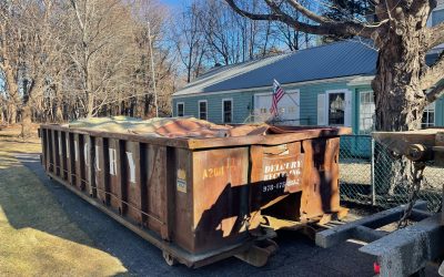 20 yard dumpster rental picked up from a flooring project in Rowley MA