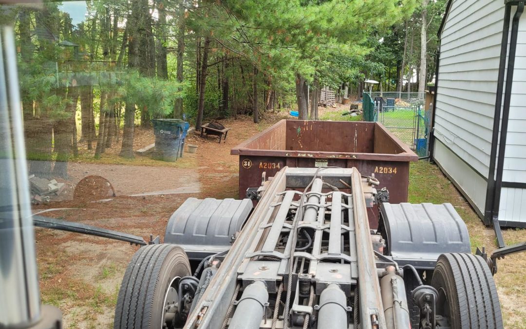 20 yard dumpster delivery in Tewksbury for shed and garage clean out.